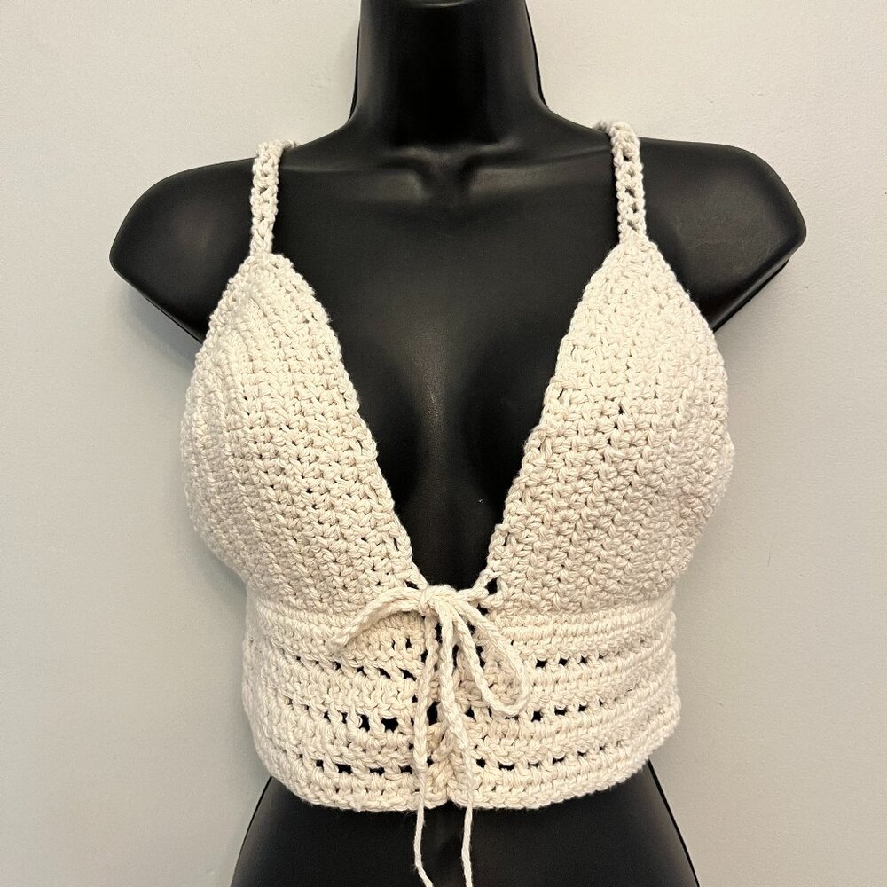 NEW Handmade Boho Crochet Festival Crop Top, Size Small